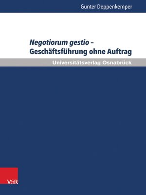 cover image of Negotiorum gestio – Geschäftsführung ohne Auftrag